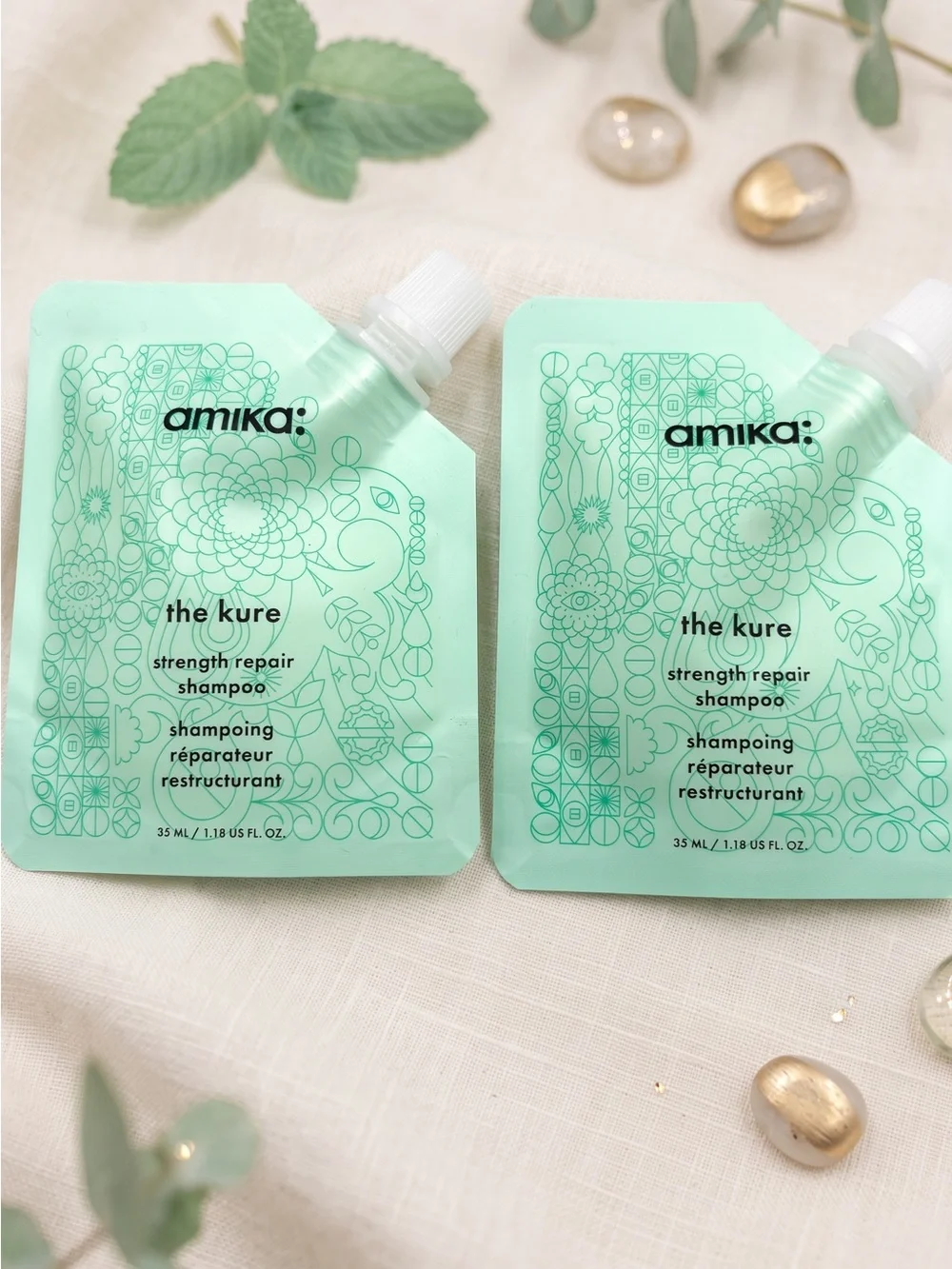 Amika The Kure Strength Repair Shampoo Travel Size Duo 35 mL Each New